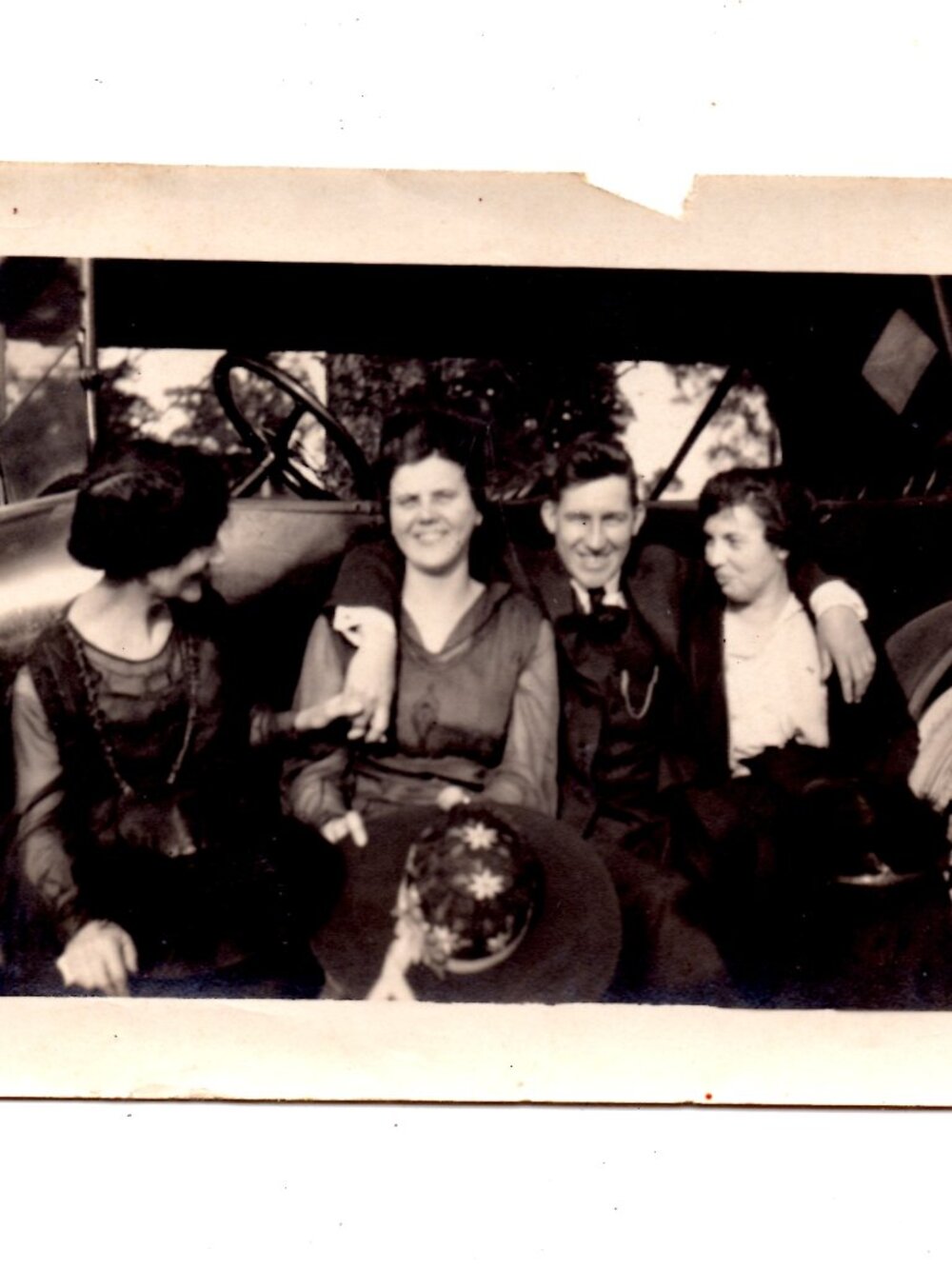 Antique Photograph - 1920s Young Man With Three Young Women